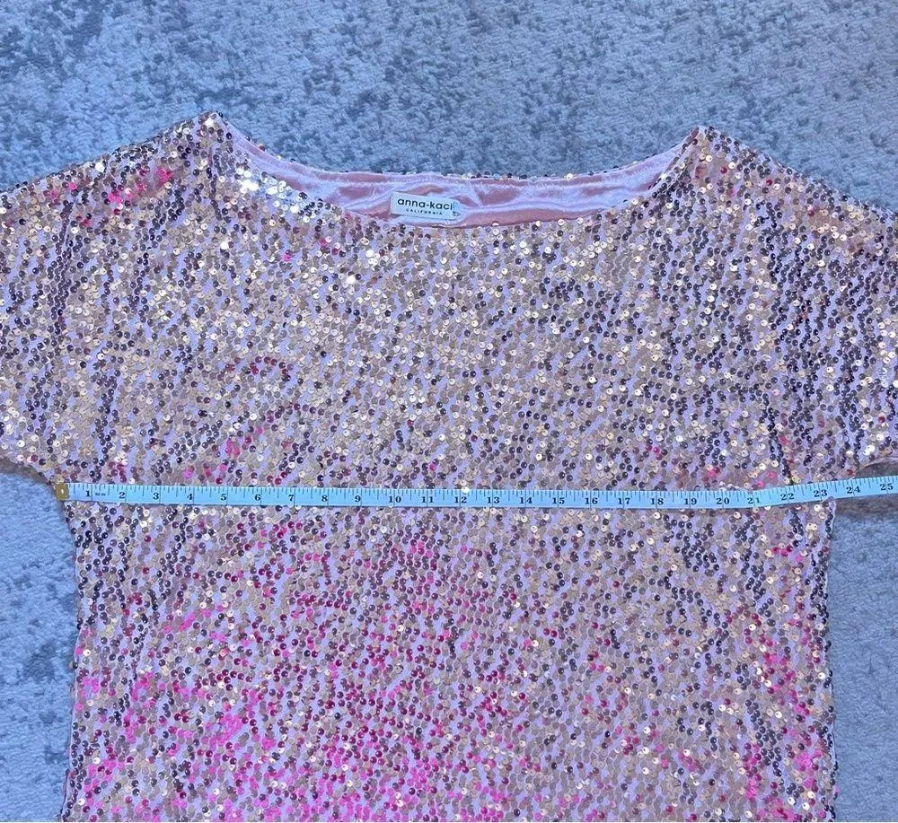 Anna-Kaci pink/gold/warm sequin shirt - Image 6