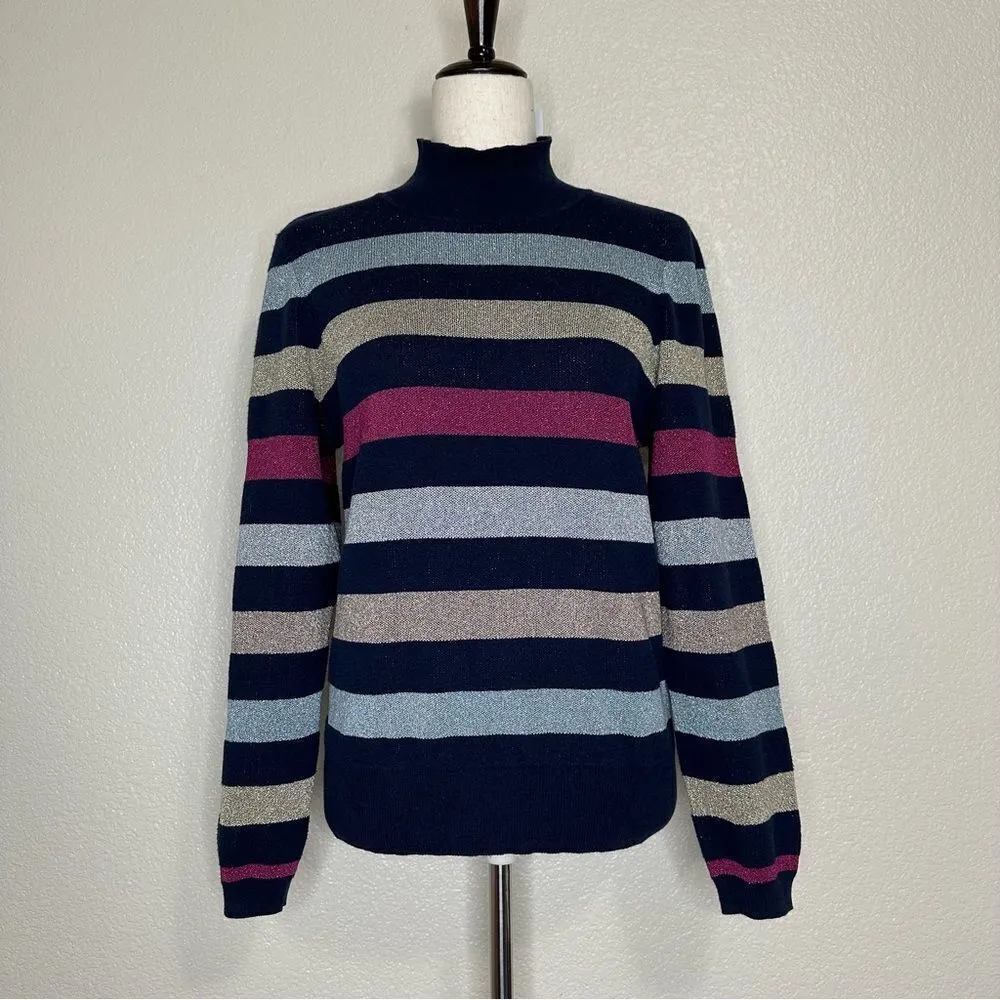 Maison Jules Womens Metallic Mock neck Pullover Sweater - Image 2