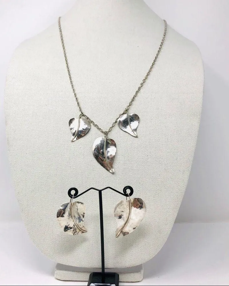 Sterling, artisan signed necklace/earrings set - Image 3