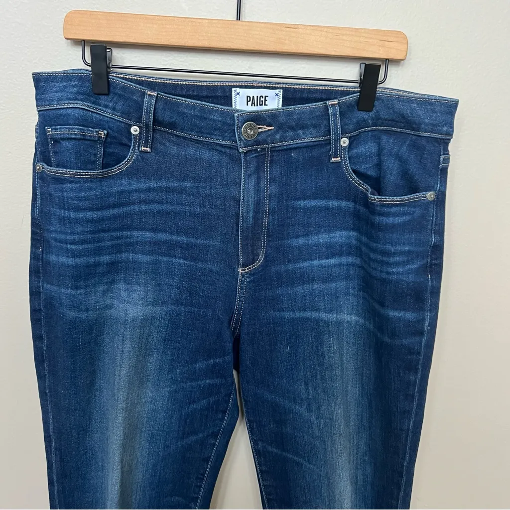 Paige Brigitte Crop Jeans Designer Straight Leg Boyfriend Jeans Dark Wash 30 - Image 4