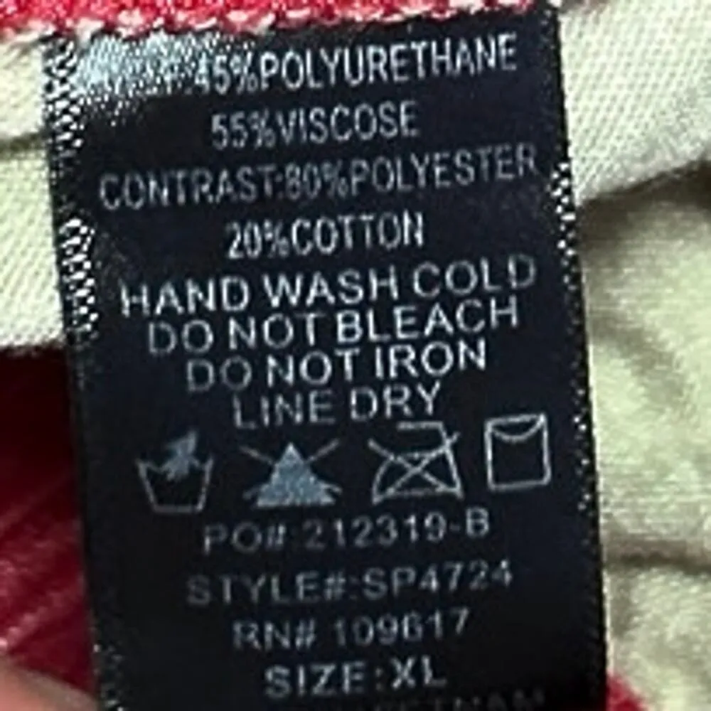 Stella Luce Womens Red Faux Leather Vegan Drawstring Jogger Sweat Pants Size XL - Image 6