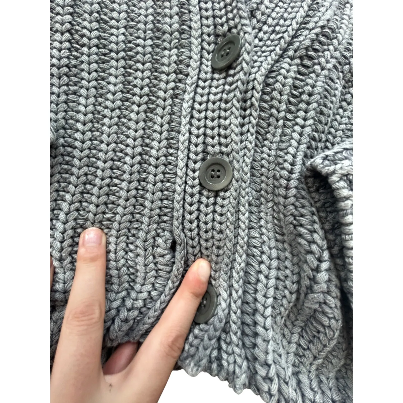 Free People Sweet Nothing Cardi Tungsten Grey Ribbed Cropped Sweater Size L - Image 4