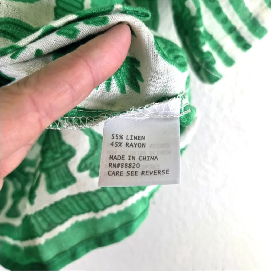 NWT Calypso St. Barth Greek Green and Cream Patterned Blouse size small - Image 12