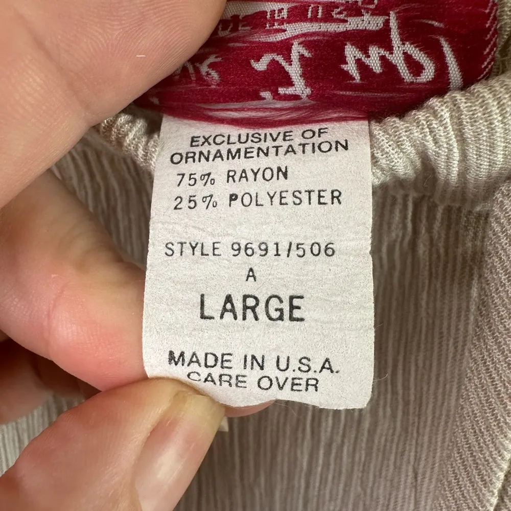 VTG Pants Womens Large Gauze Live It Up! High Rise Ankle Straight 80s 90s Tropic Gray - Image 4