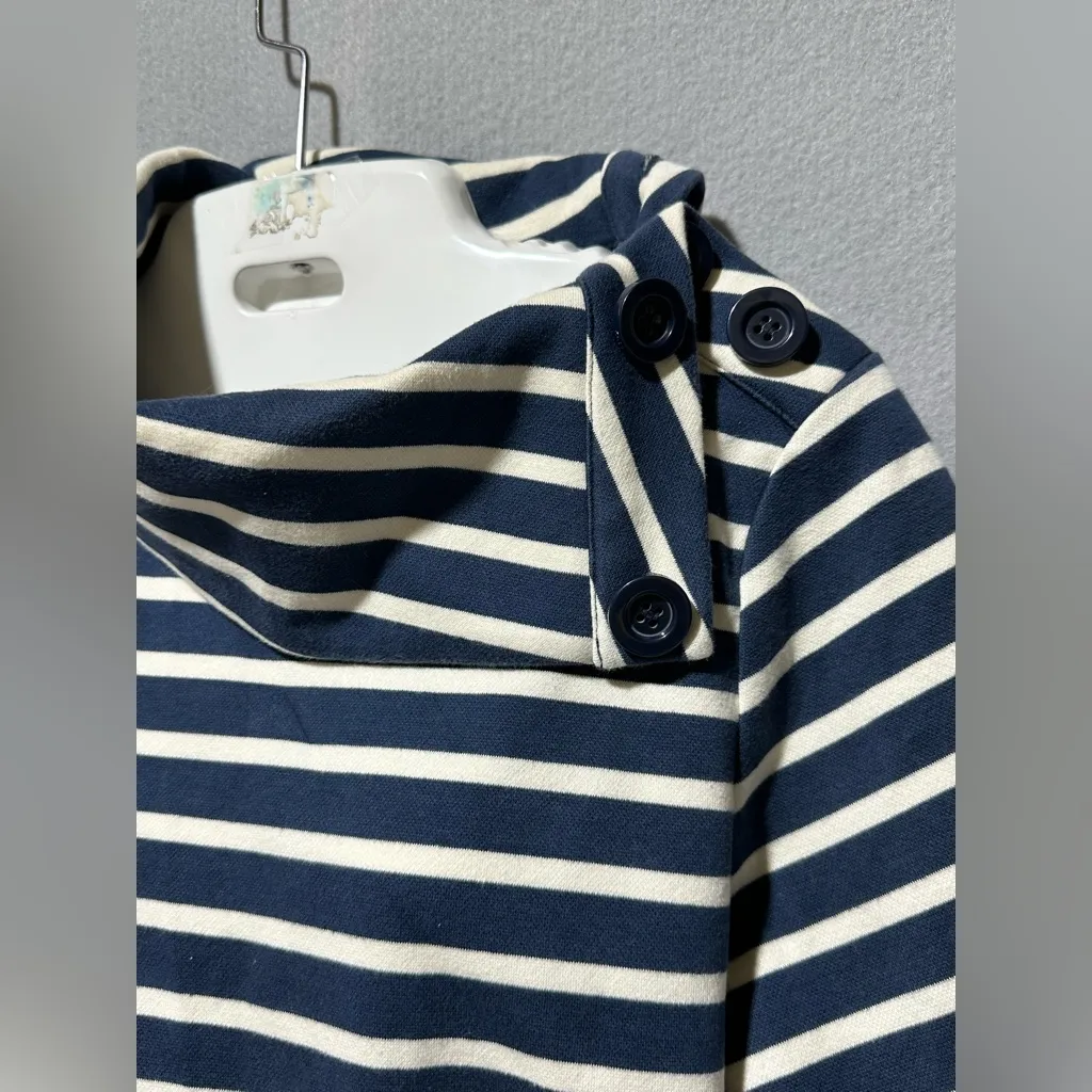 Kate Spade Stripe pointe tunic turtleneck knit top size medium Navy stripes - Image 6
