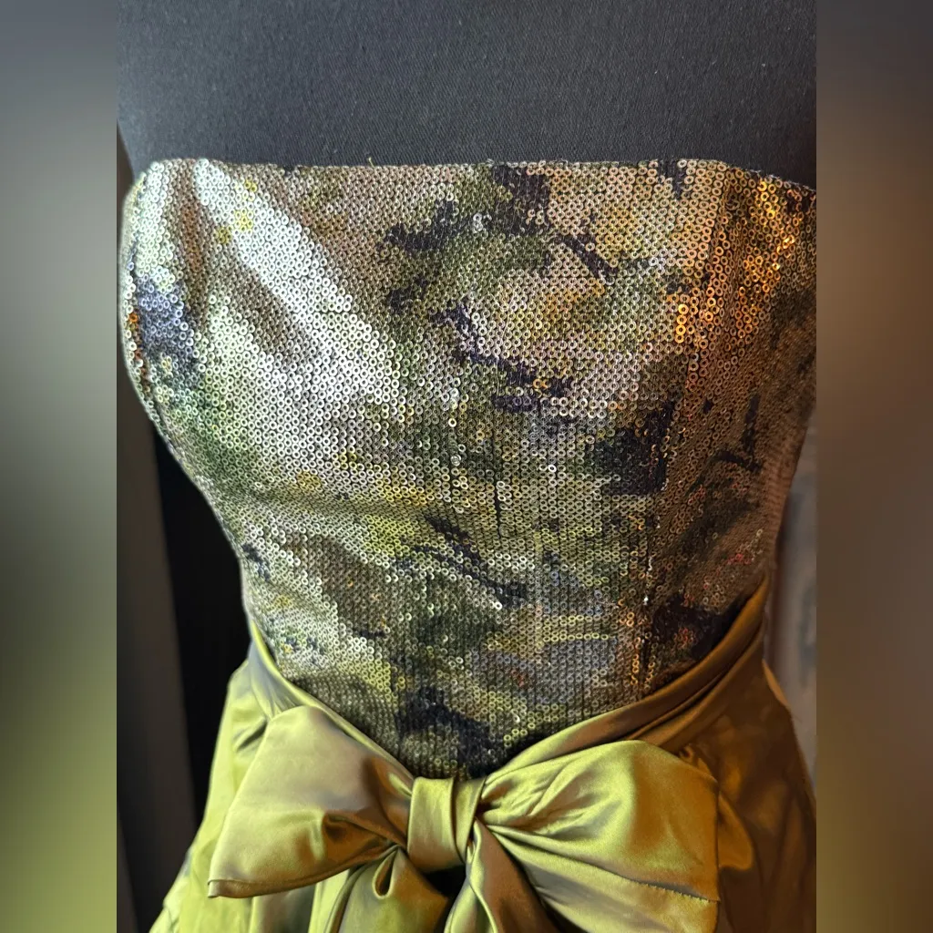 Jessica McClintock for Gunne Sax y2k collection green strapless party dress sz 3 - Image 2