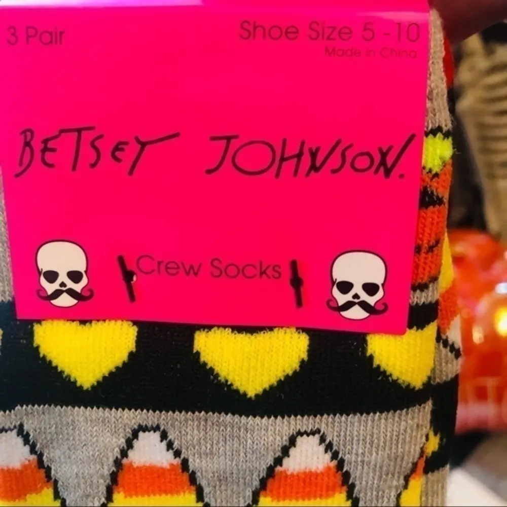 Betsey Johnson Halloween Socks NWT Candy Corn Pumpkin Cute Fall Set - Image 4