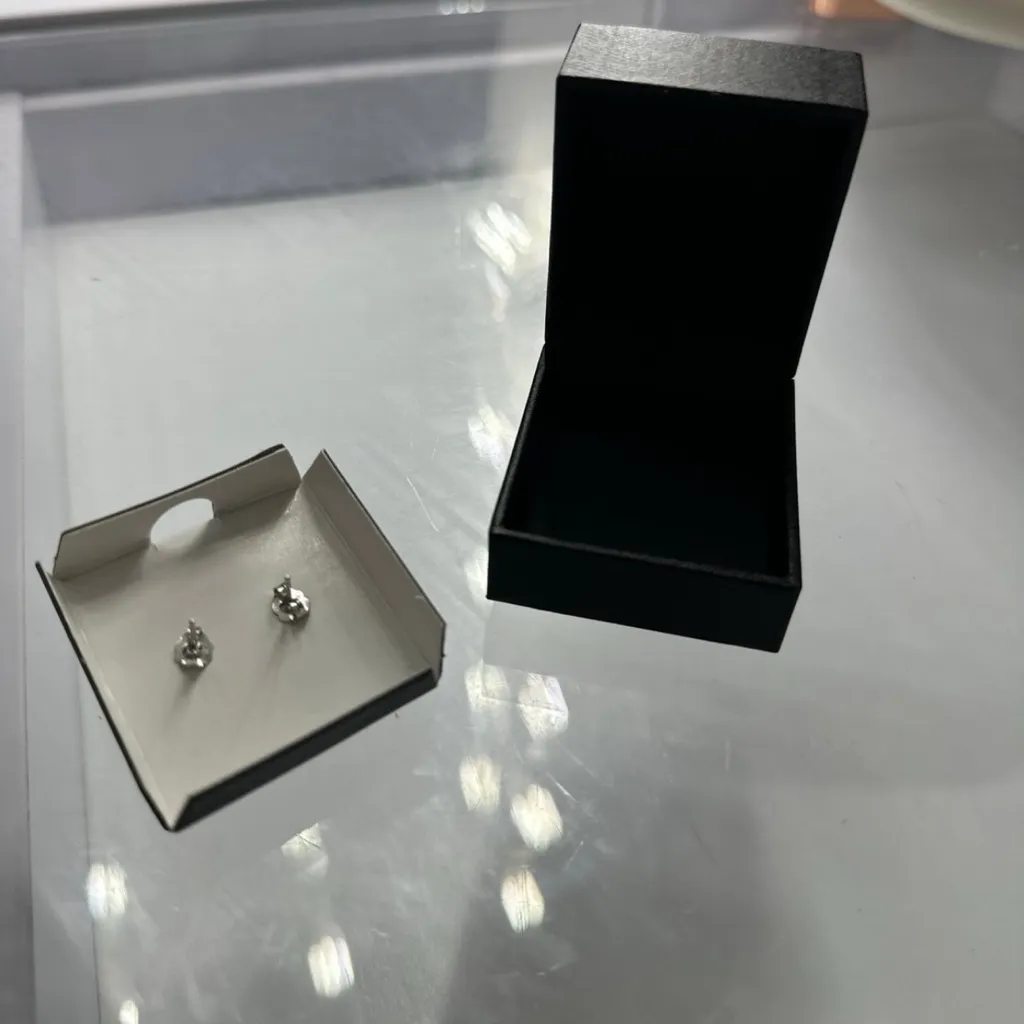 Sterling Silver Diamond Stud Earrings - Image 10