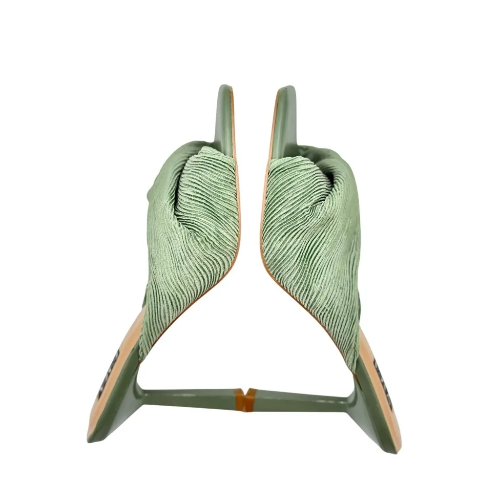 VICI Green Strappy Heeled Sandals Women 8.5 Straight Comfortable Square Toe 4 In - Image 6