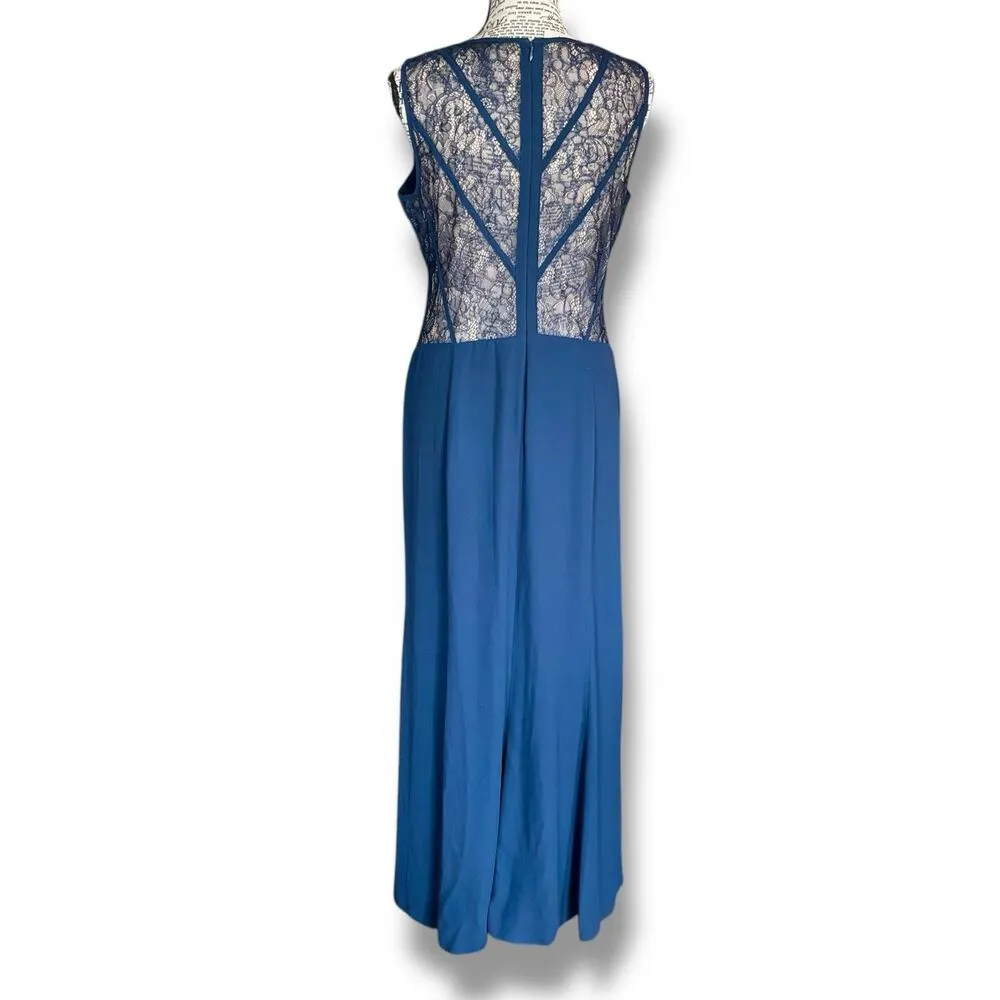 BCBG Paris Size 10 Ariel Navy Blue Lace Cutout Maxi Dress Evening Formal Event - Image 5