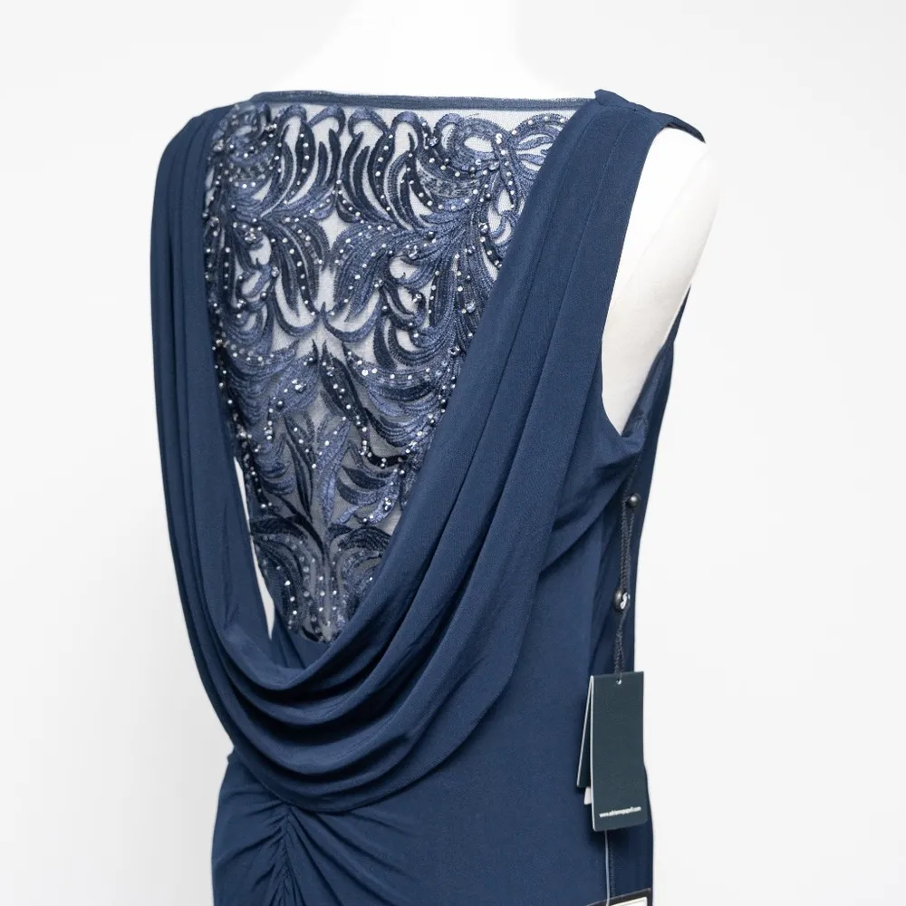 Adrianna Papell | Sleeveless Jersey Gown With Embellished Lace Cowl Back - Image 6