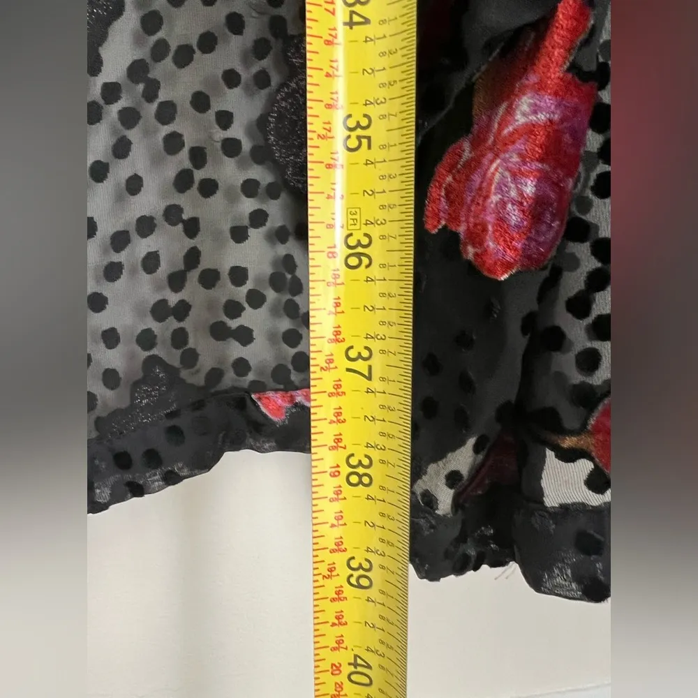 Anthropologie Floreat Velvet Burnout Kimono black polka dot sheer - Image 6
