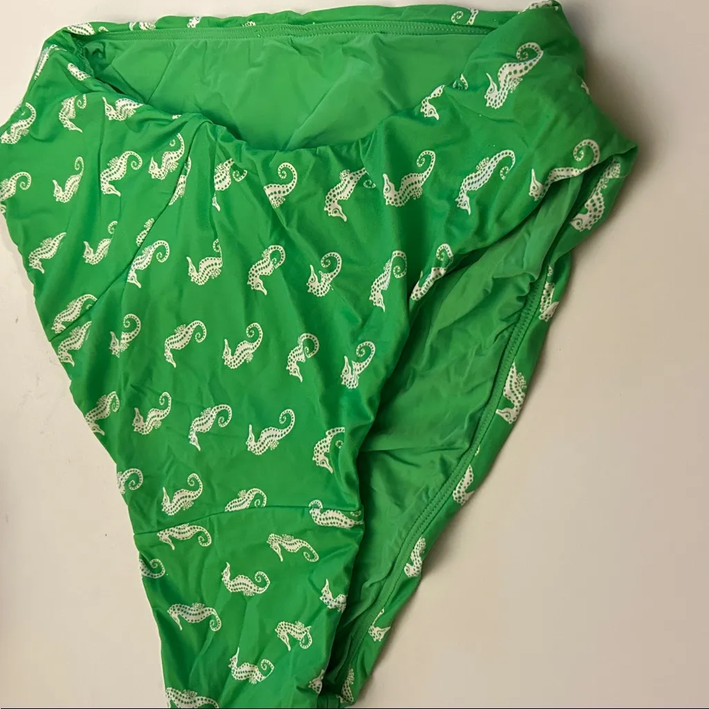 NWOT Anthropologie Maeve High Waisted Seahorse Green Bikini Bottoms size large - Image 2