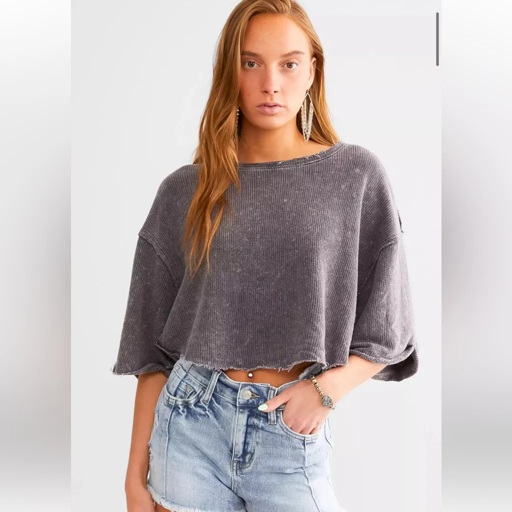 Free People Off my Mind Cropped Tee White - Image 4