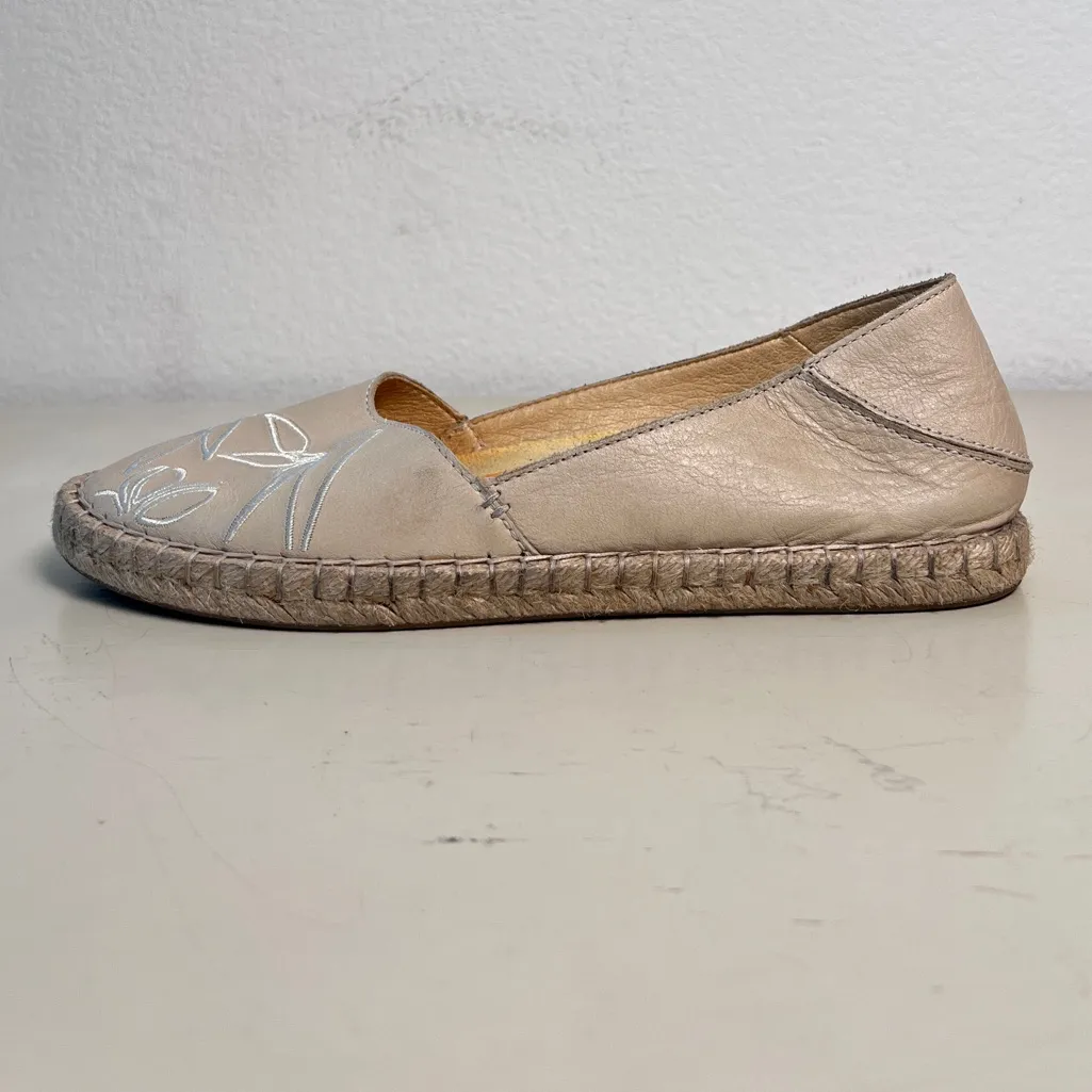 Olukai Aloha Cream Flat Espadrilles Leather Upper US‎ 8 EU 38 Tan - Image 6