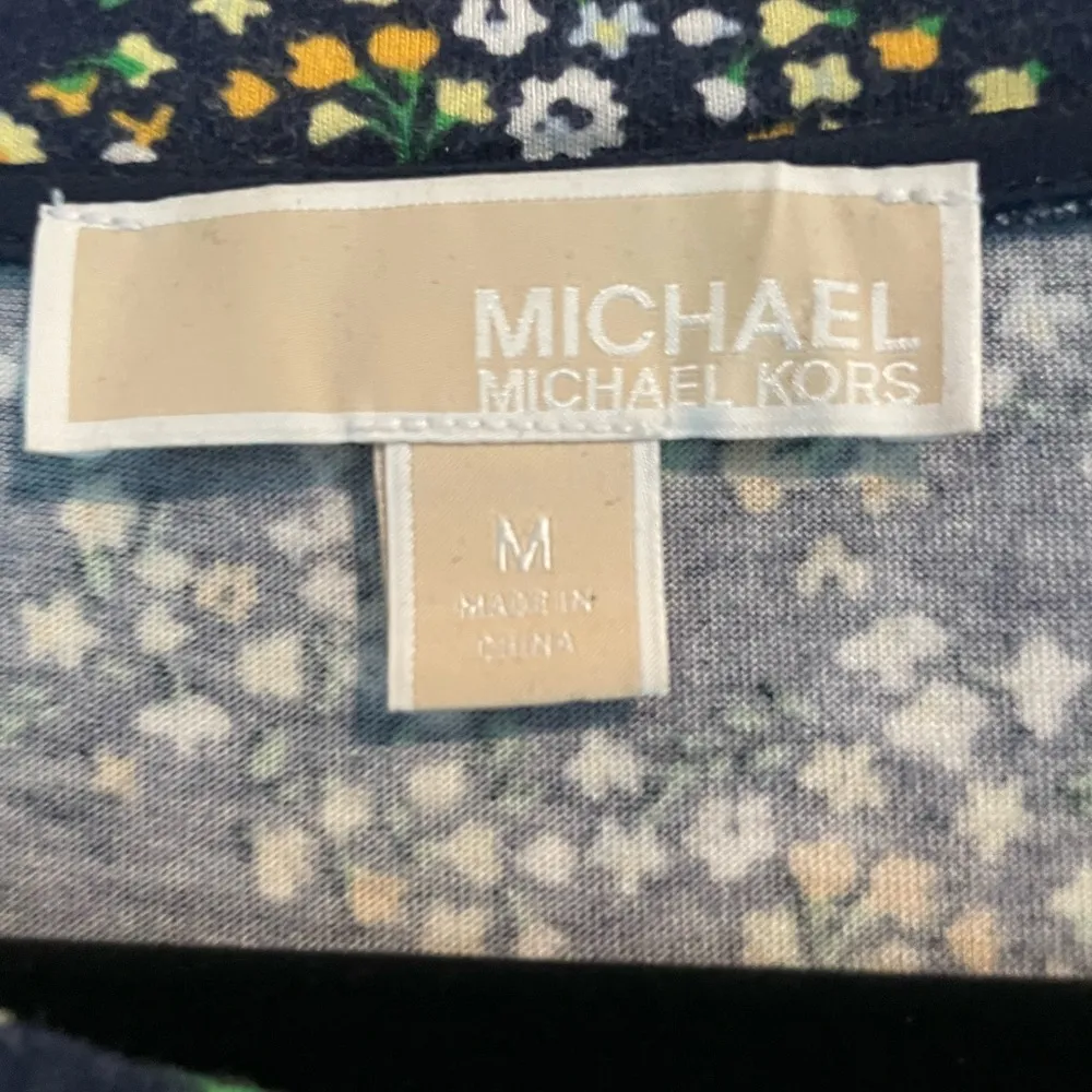 Michael Kors - Navy Floral Blouse - pleated hem - Image 5