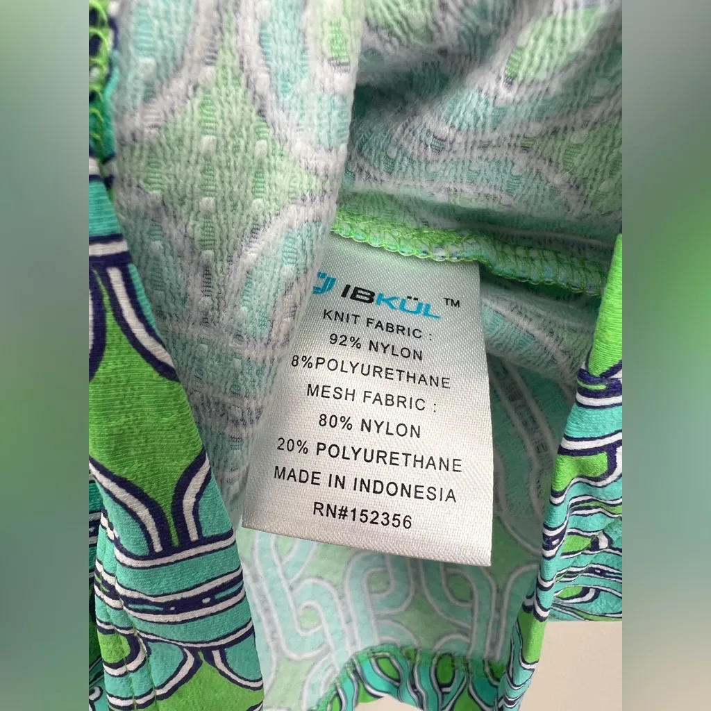 Ibkul Women XL Golf 1/4 Zip Pullover Green geometric Long Sleeve Mesh Cool Top - Image 4