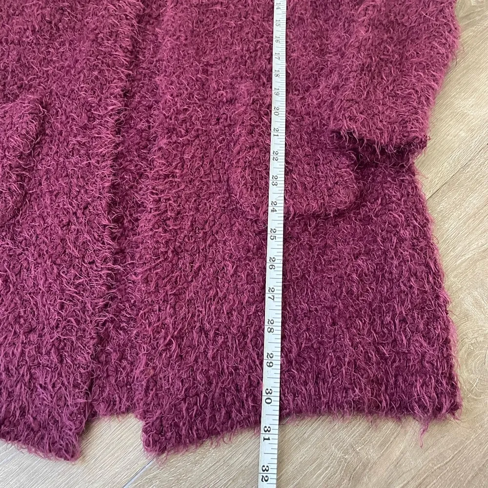 Love Tree Burgundy Fuzzy Open Front Long Length Cardigan ~ Women’s Size S - Image 11