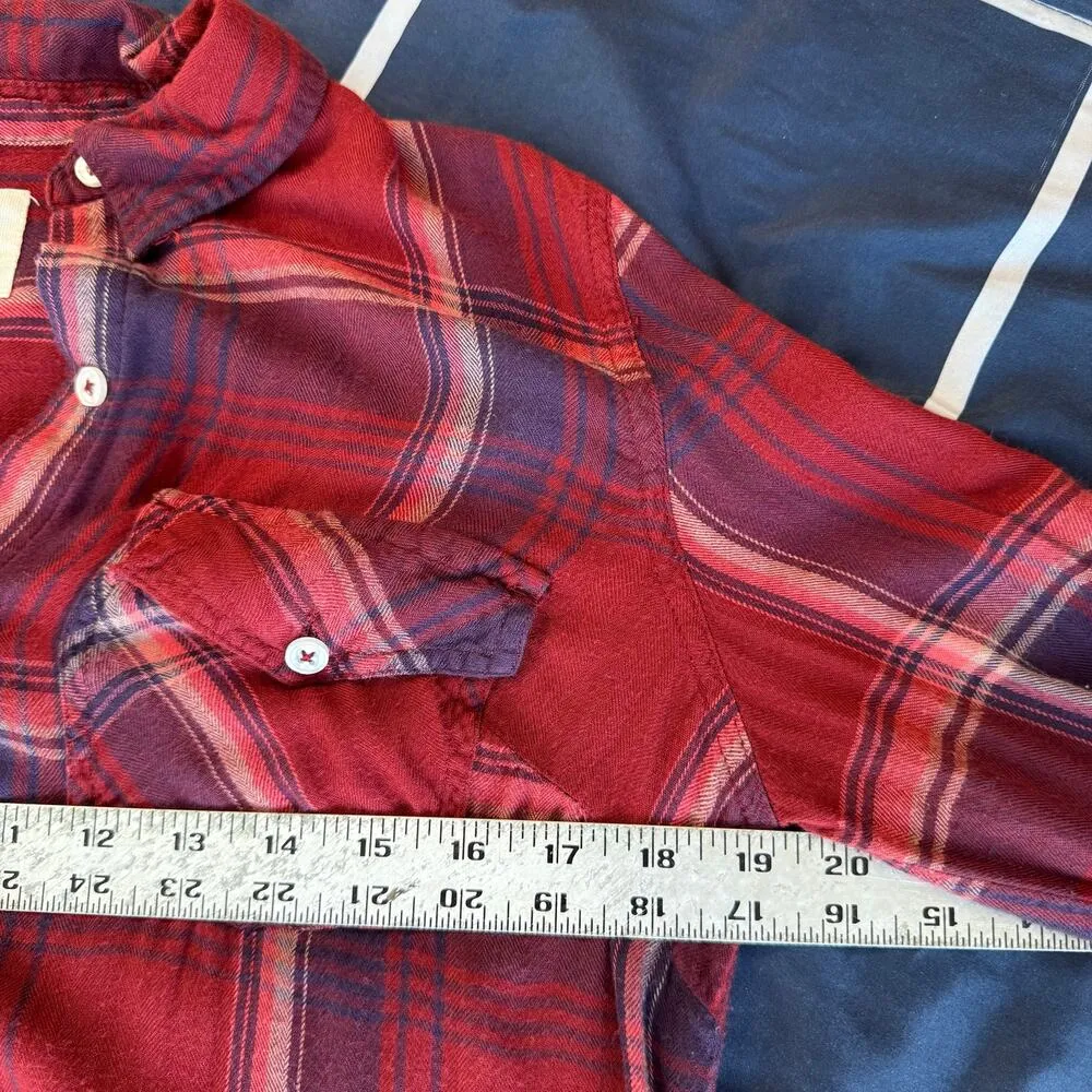 Jessica Simpson Red Plaid Button-Up Shirt - Size M - Image 3