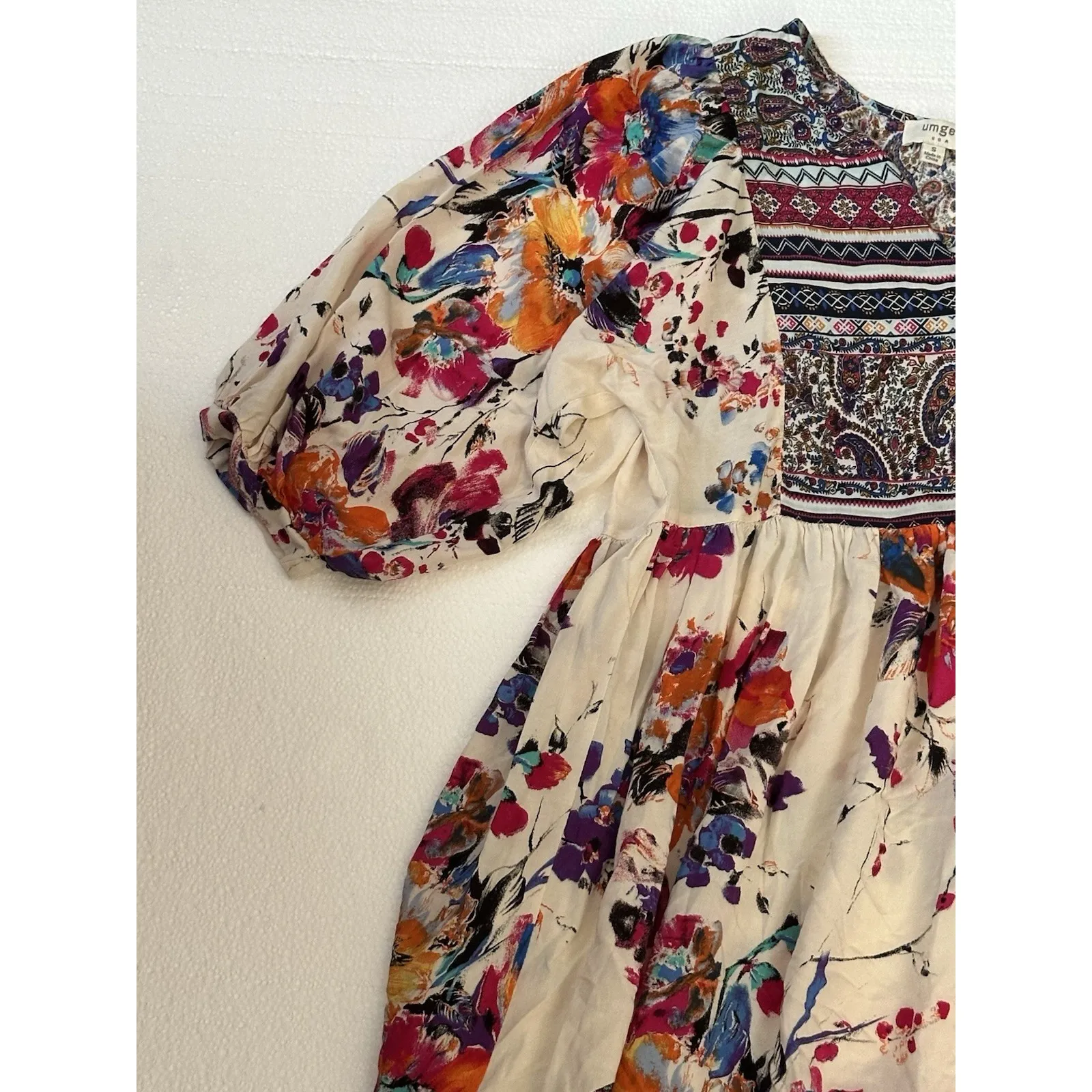 Umgee Top Tunic Babydoll Peasant Boho Festival‎ Womens Size Small Aztec Floral - Image 4