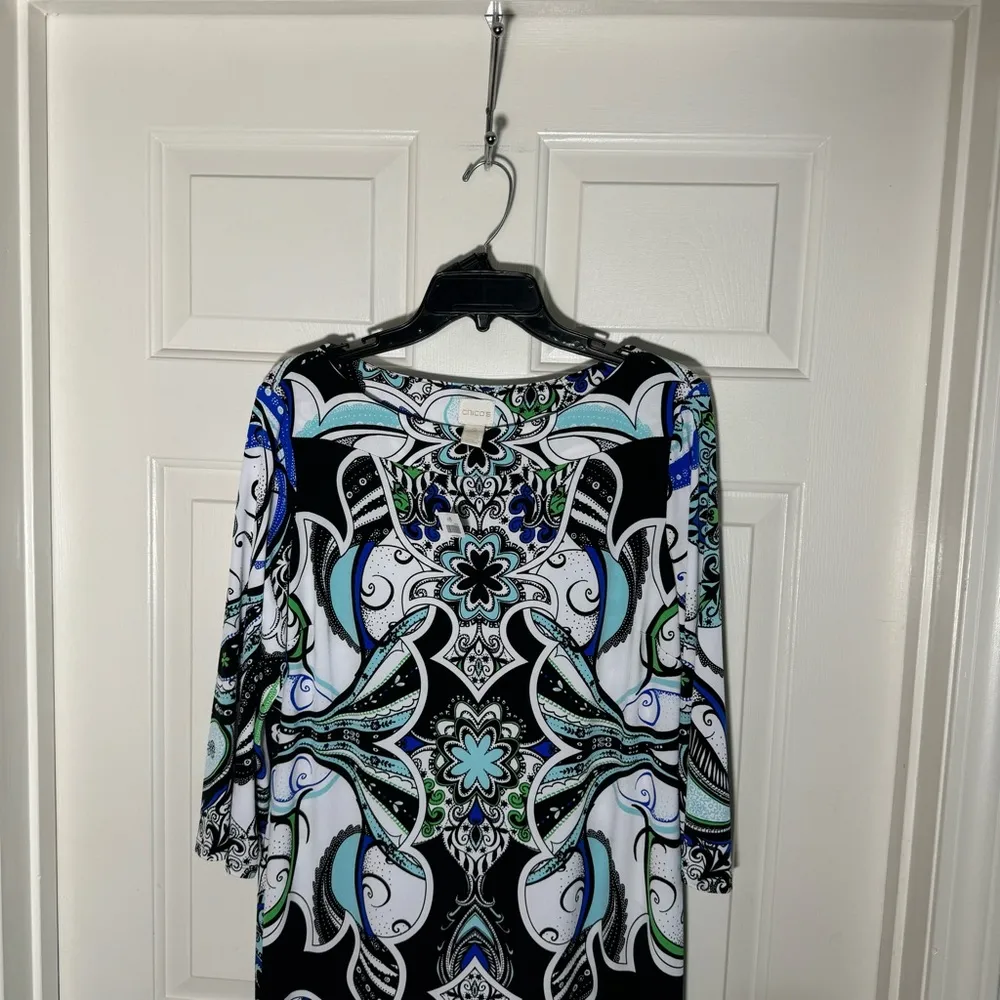 Chico's  Size 2 Paisley Print Dress 3/4 Sleeve NWT Large - Image 5