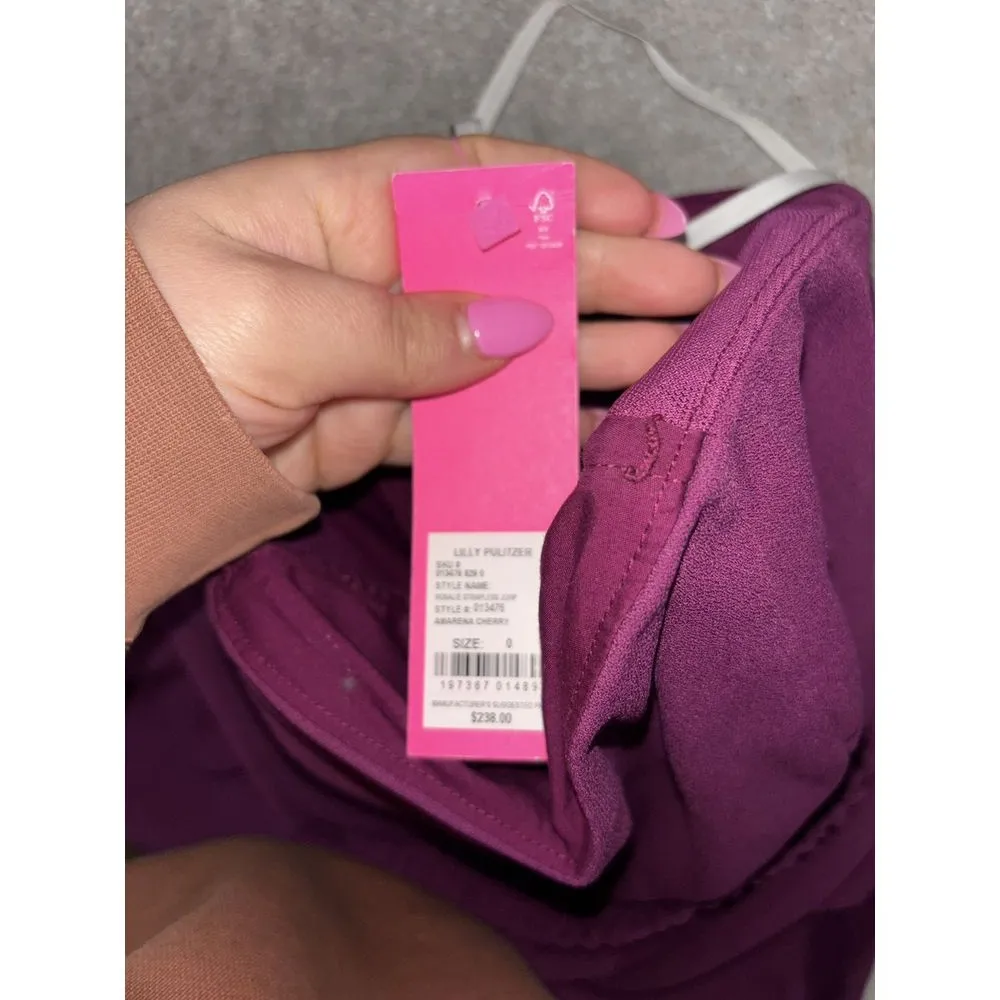 Lilly Pulitizer‎ NWT Sz 0 Amarena Cherry Rosalie Strapless Jumpsuit - Image 3