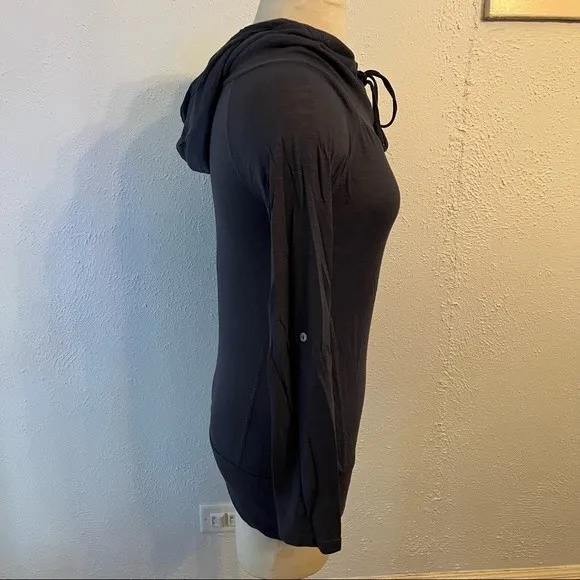 Neon Soul Blue/Grey Hooded Long Sleeve Tee Shirt with Roll Sleeves XS - Image 2