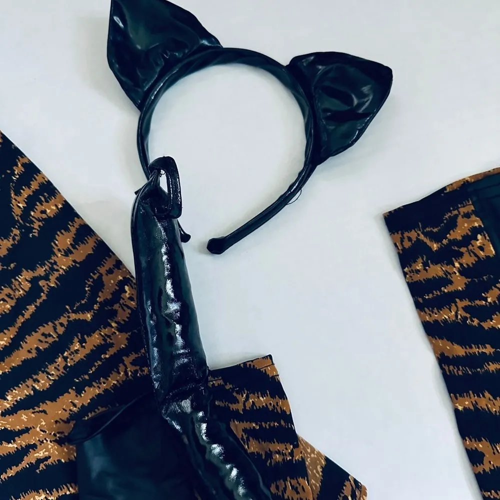 Roma Costumes 4 Pc Tiger Temptress Halter Jumpsuit Halloween Costume Size L - Image 10