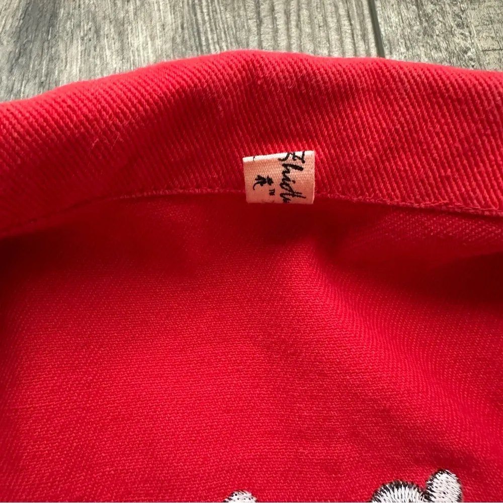 Vintage Y2K red distressed denim jacket - Image 4