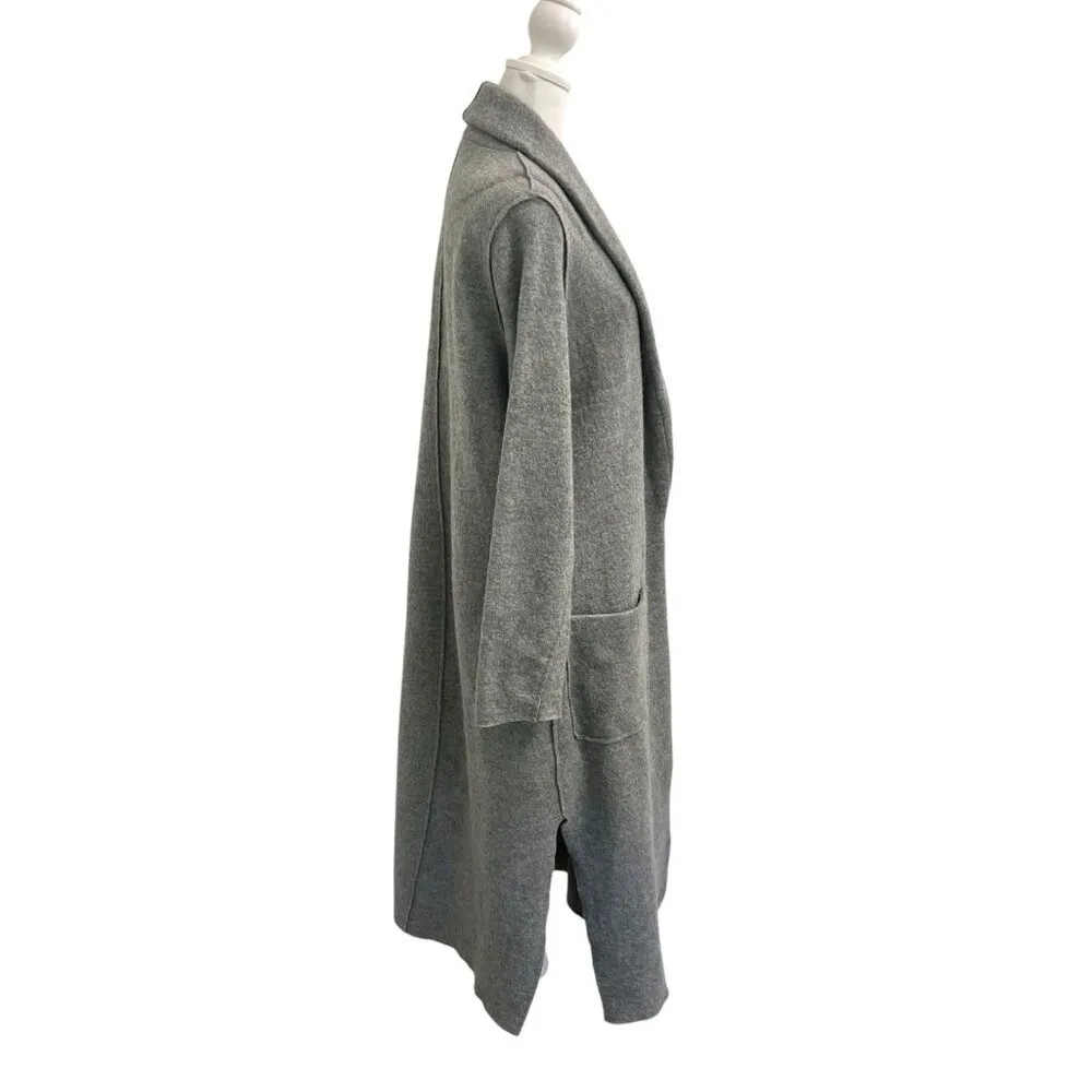 Aritzia  100% Pure Virgin Wool Long Open-Front Jacket Coat Gray size Medium - Image 3