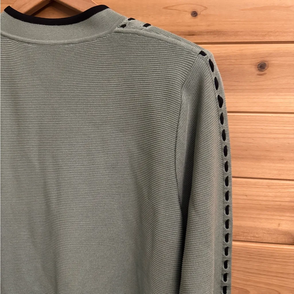 Vintage Exclusively Misook Size 2X Full Zip Acrylic Green Blue Cardigan - Image 9