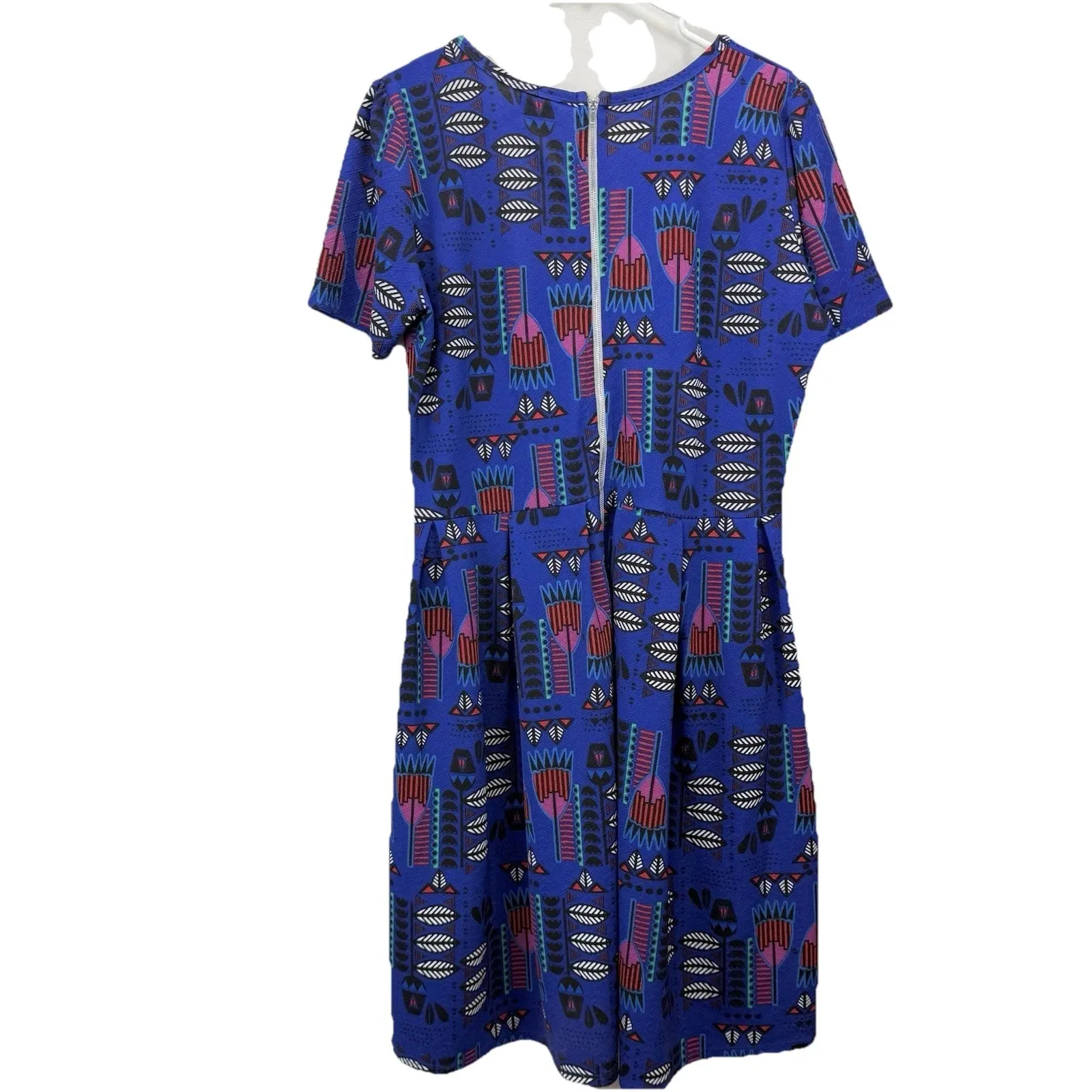 LuLaRoe Red Blue Colorful Floral Pockets Stretch Amelia Dress‎ Size 3XL - Image 4