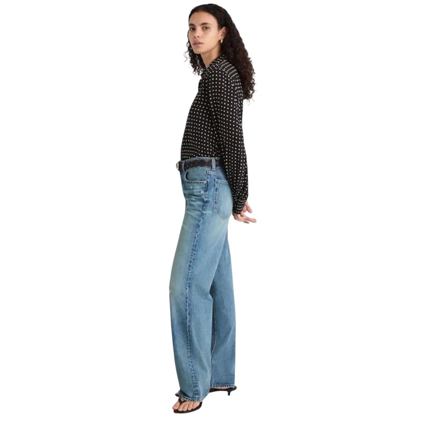Madewell‎ Low Slung Baggy Jeans Women's Size 24 Distressed Light Wash Wide Leg - Image 3