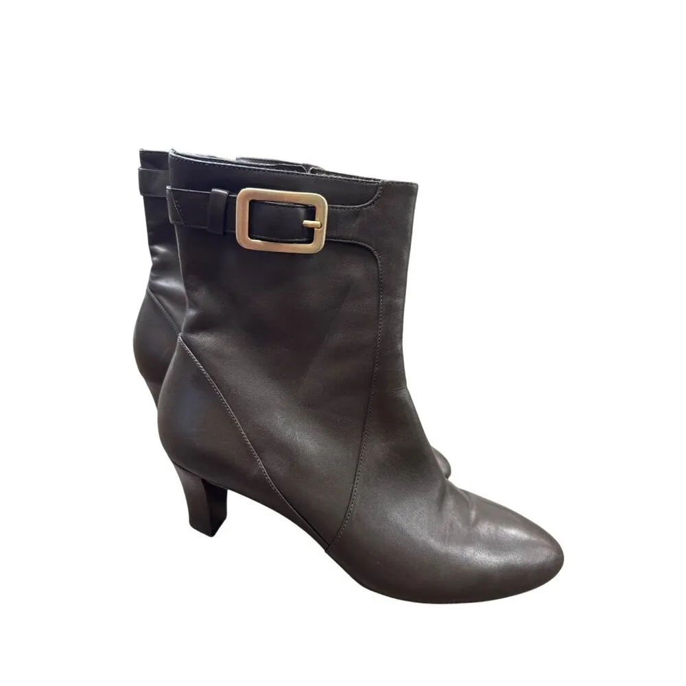 Cole Haan Womens Gray Leather Heeled Ankle Boots Size 7B SKU 6868 - Image 4