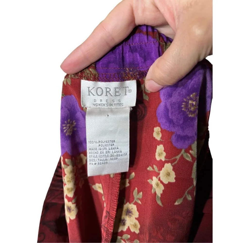 Vintage‎ Koret Flower Print Skirts Size 16P Red - Image 6
