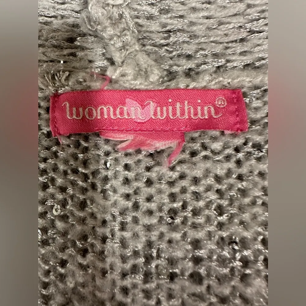 EUC woman within  long gray open cardigan with mini sequence for light point - Image 6