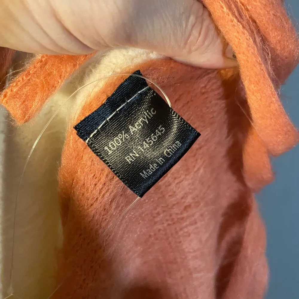 L.I.B. New York Pink & Cream Ombre Fringe Trim Cape Pullover Poncho Women Sz OS - Image 4