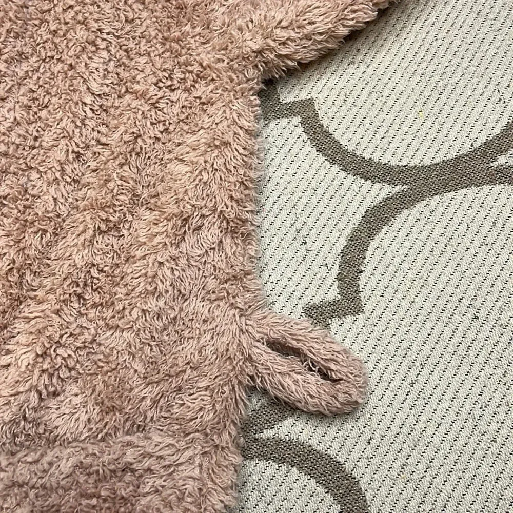 Natori Teddy plush fuzzy pink blush front pockets short robe, *missing belt* - Image 14