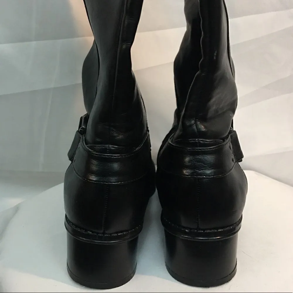 Bandolino Tall Black Brown Vegan Leather Buckle Zip Up Boot Size 61/2 - Image 6