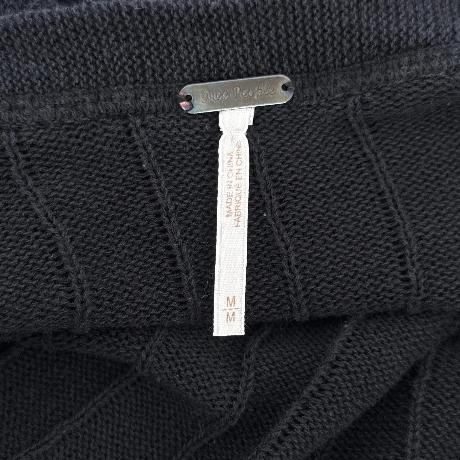 Free People Ribby Rib Maxi Cardigan Sweater Duster Long Sleeve Slit Medium Black - Image 7