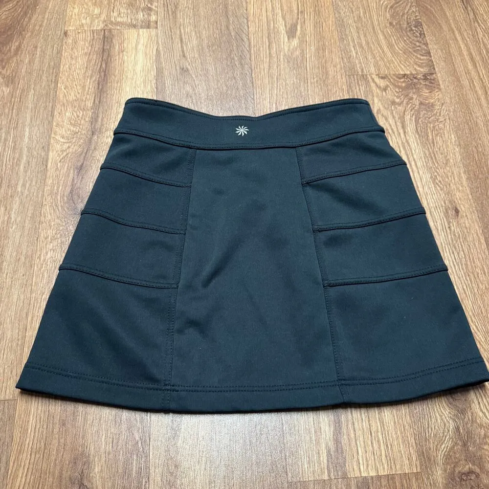 Athleta Womens Black Scuba Skirt Fleece Lined Size XS Warm Winter Layers - Image 2