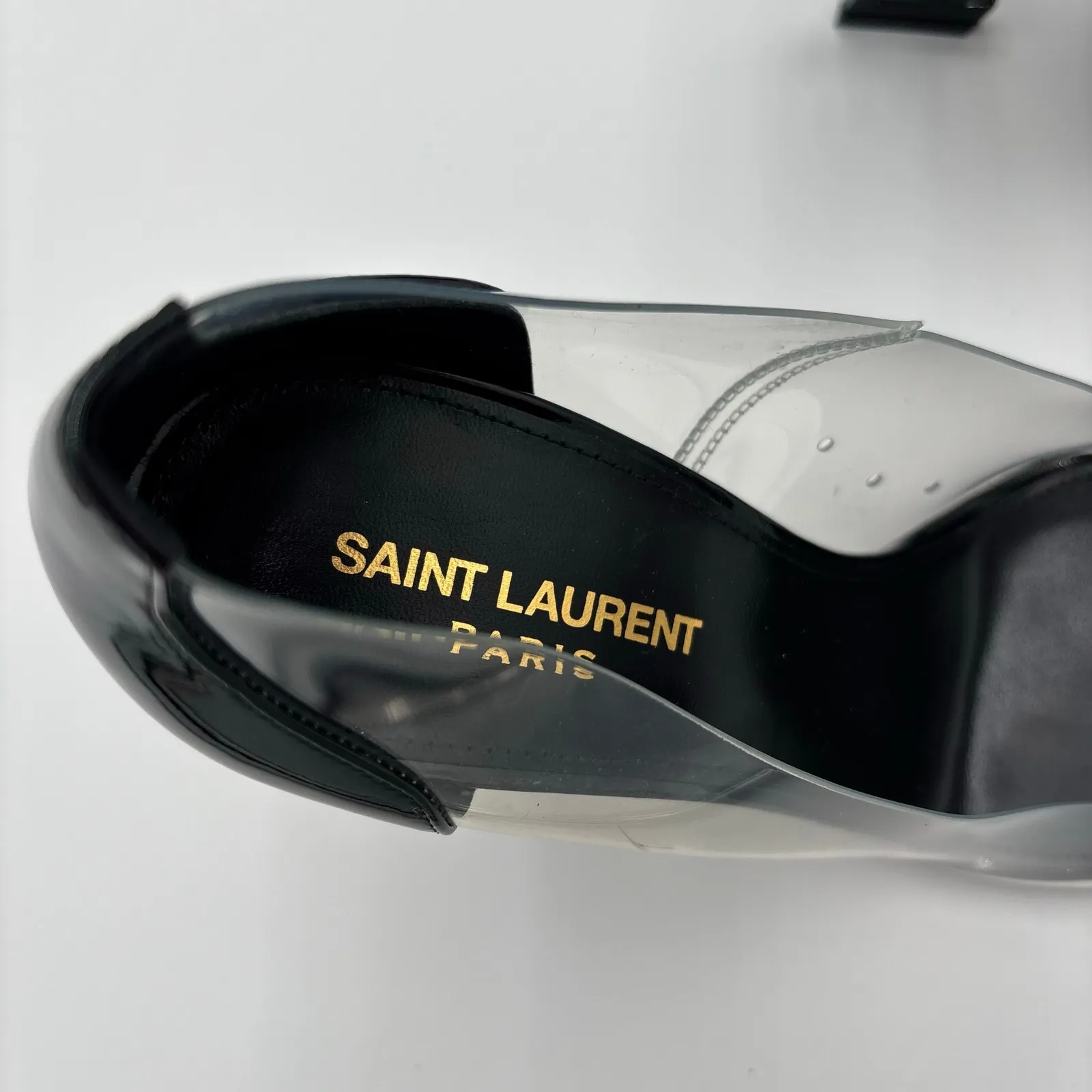 Saint Laurent Opyum 110 YSL High Heel Pump Clear Transparent PVC Black Size 40 - Image 12