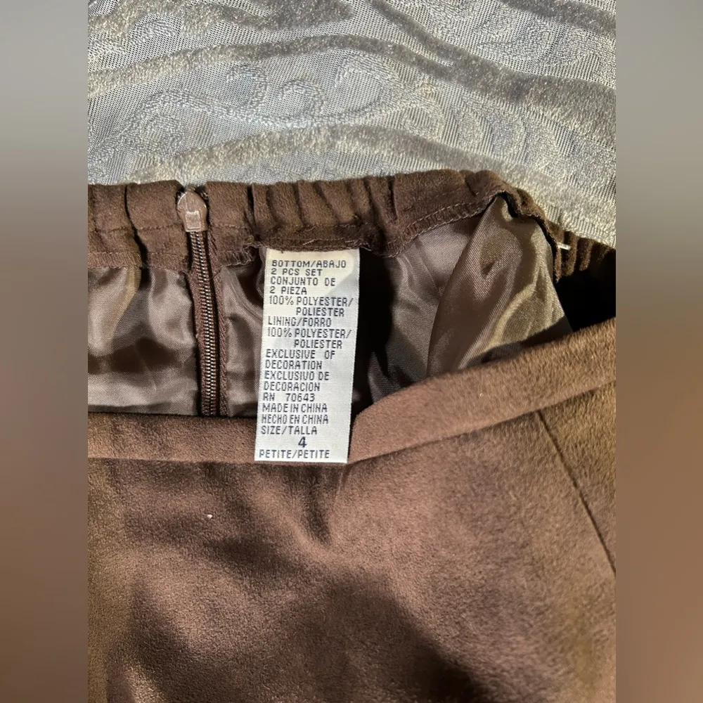 Vintage 90’s Faux Suede Beaded & Embroidered Maxi Skirt Small Brown Size 4 - Image 6