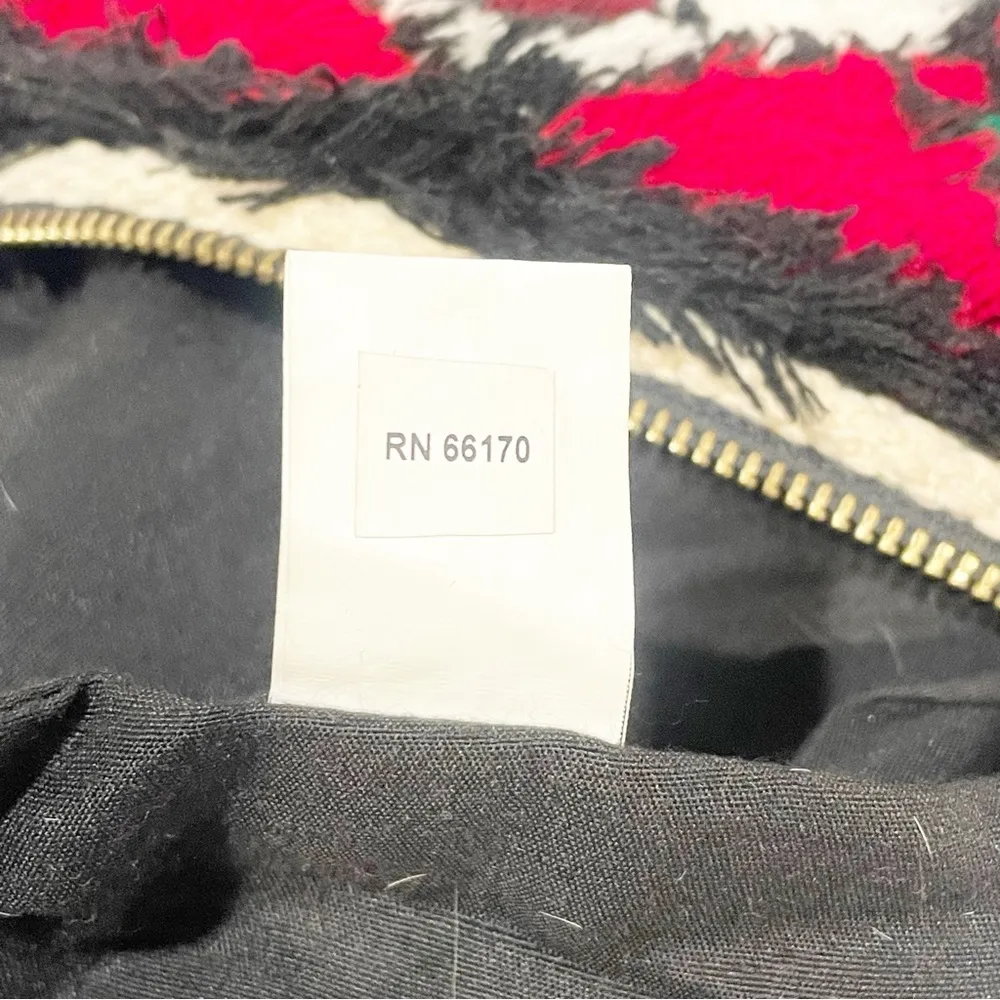 Anthropologie Red Multi Print Fuzzy Carpet Clutch Bag - Image 2