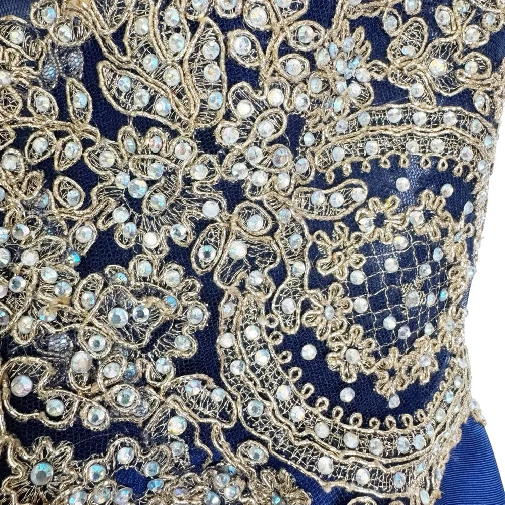 Camille La Vie Embroidered Sequin Formal Prom Pageant Mini Dress Blue Size 00 - Image 3