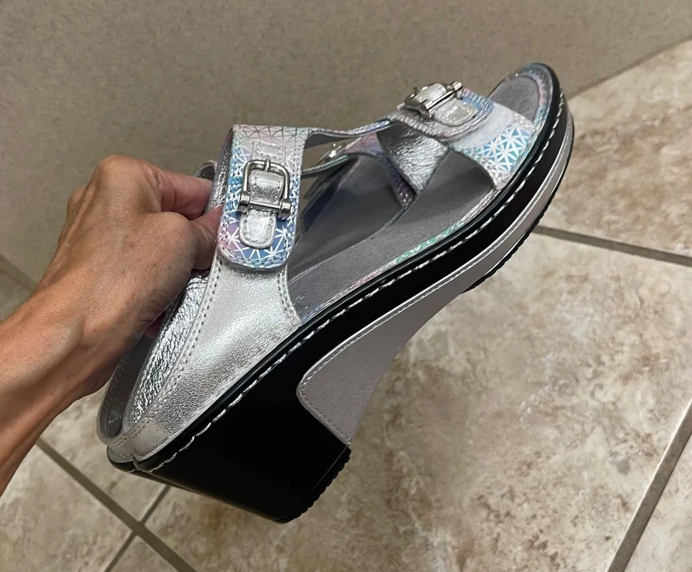 ALEGRIA Lara Pretty Baby Leather Wedge Sandals Womens Size 37 EU 7  NWOB - Image 2