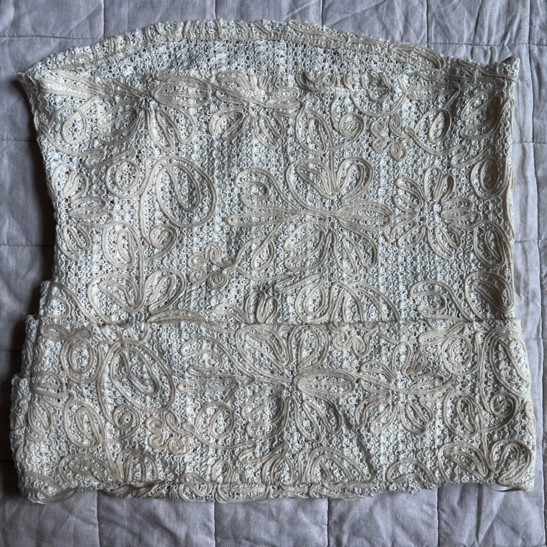 Sarah Hann Cream Lace & Sleeveless Tube Top Y2K Whimsical Romantic- Large - Image 3