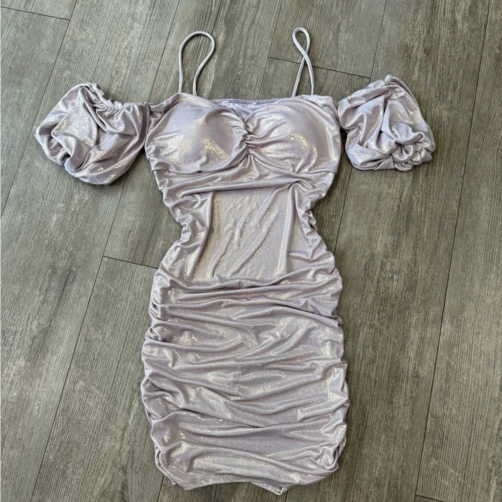 BOUTIQUE metallic light pink mini dress ✨ Silver Size M - Image 3