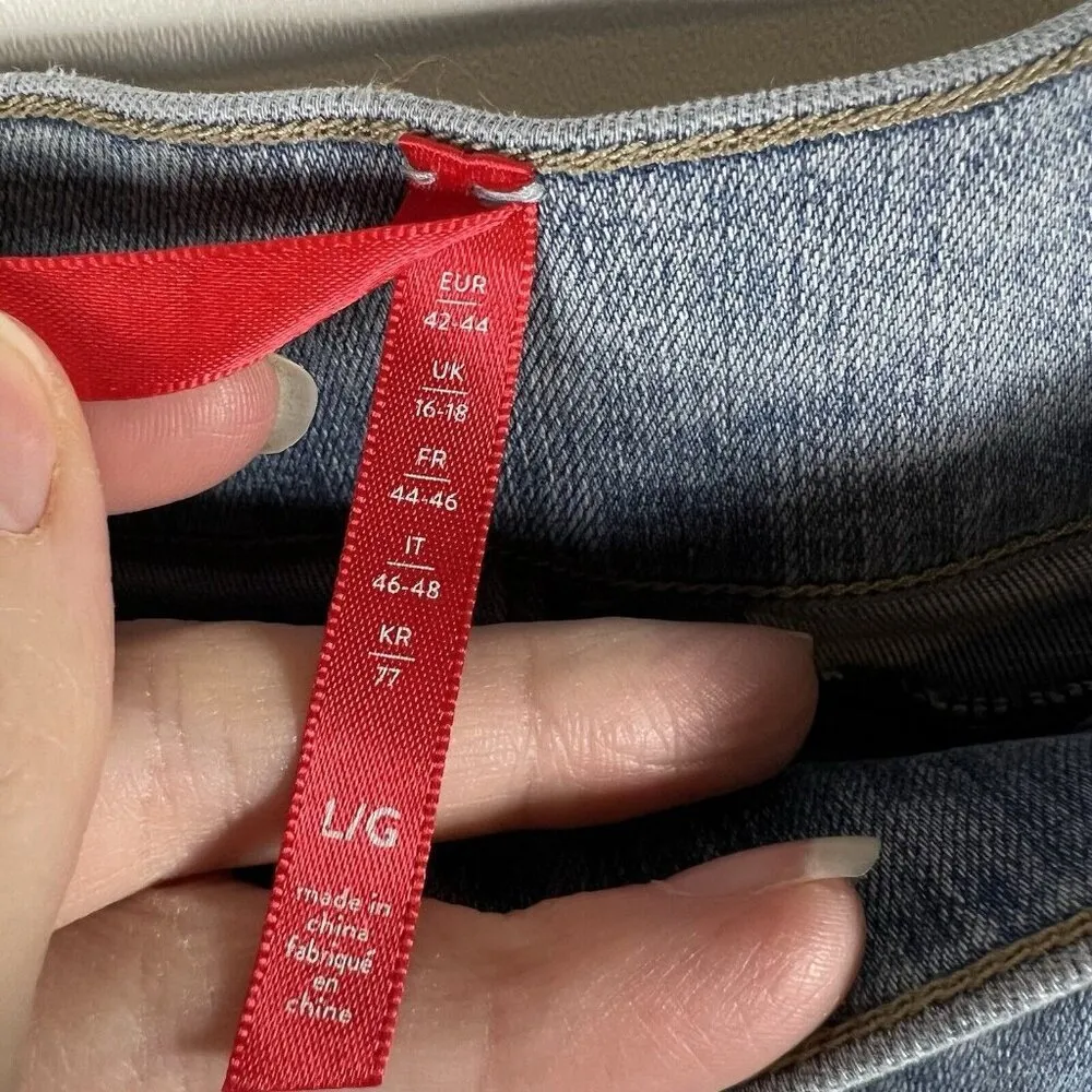 SPANX Jeans Women's Large‎ Blue Two Tone Distressed Ankle Skinny Pull On jeans - Image 6