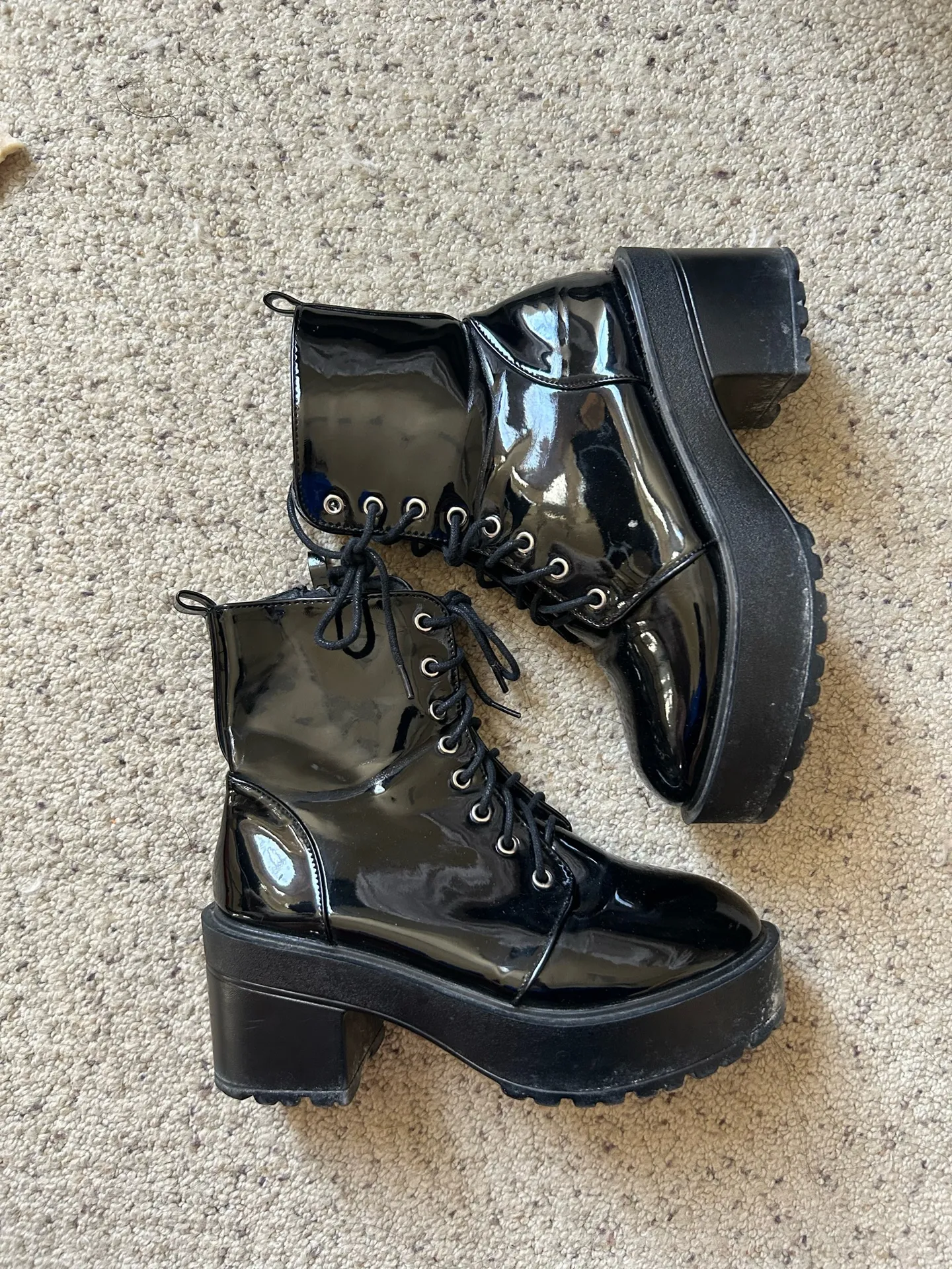 Buffalo Exchange Black Patent Boots Size 6.5 - Image 5